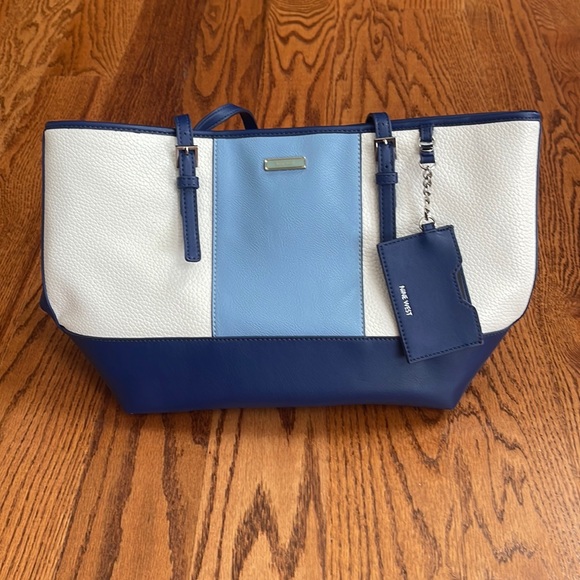 Nine West Handbags - Nine West Ava Tote Bag- Blue & White, Like New